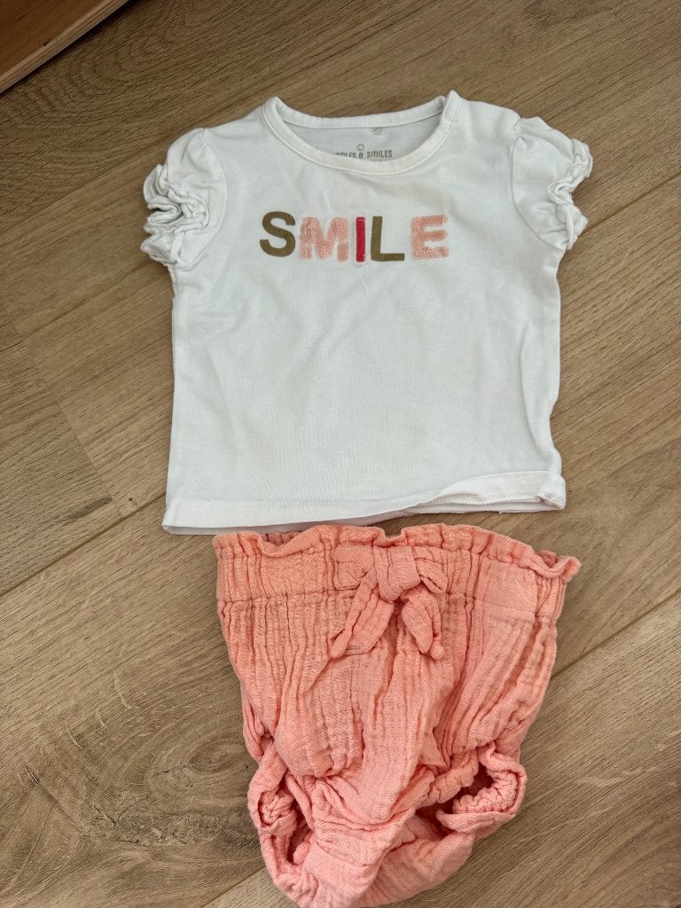 Ensemble Cuddles & Smiles blanc/saumon, Neuf, Enlèvement ou Envoi, Fille, Ensemble