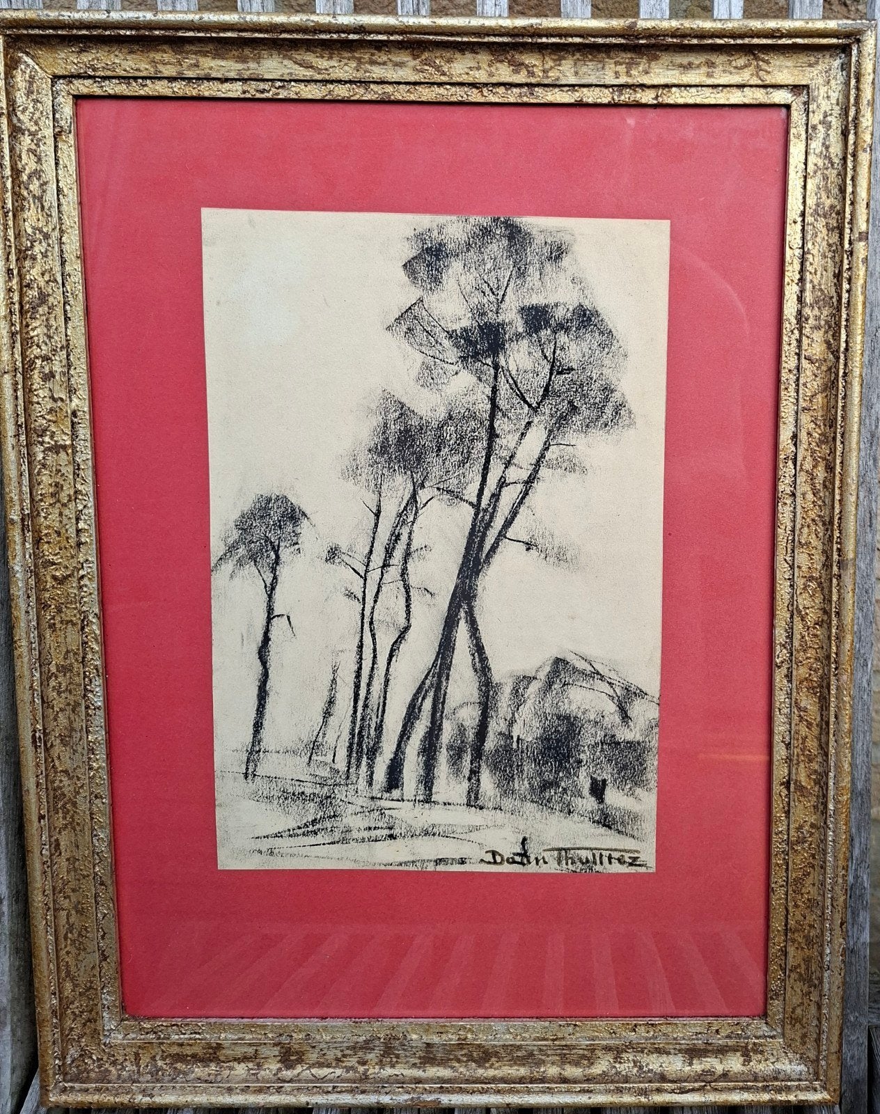 THULLIEZ Daan "Hoge bomen" houtskooltekening, Ophalen of Verzenden, Tekening, Houtskooltekening