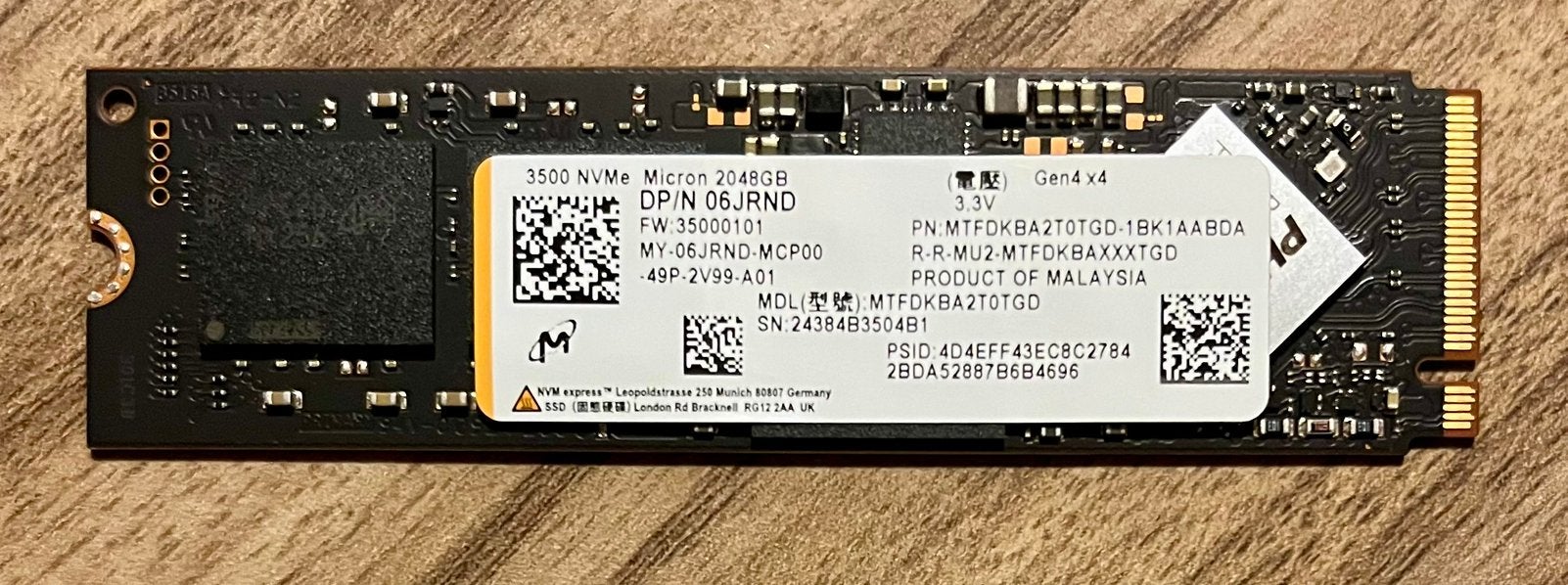 SSD Micron NVMe M.2 2 To – Haute Performance, Enlèvement, Comme neuf, SSD