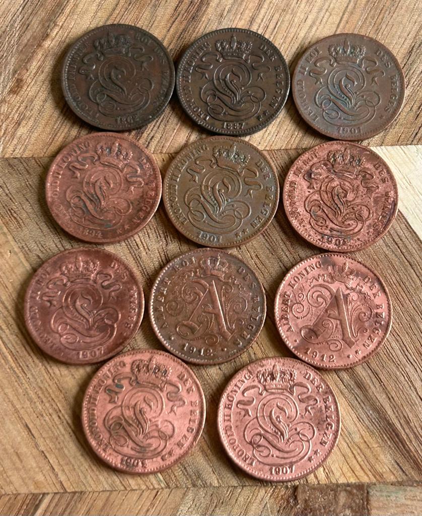 Lot de 11 pièces différentes 1 cent léo1, leo 2, albert1, Enlèvement ou Envoi