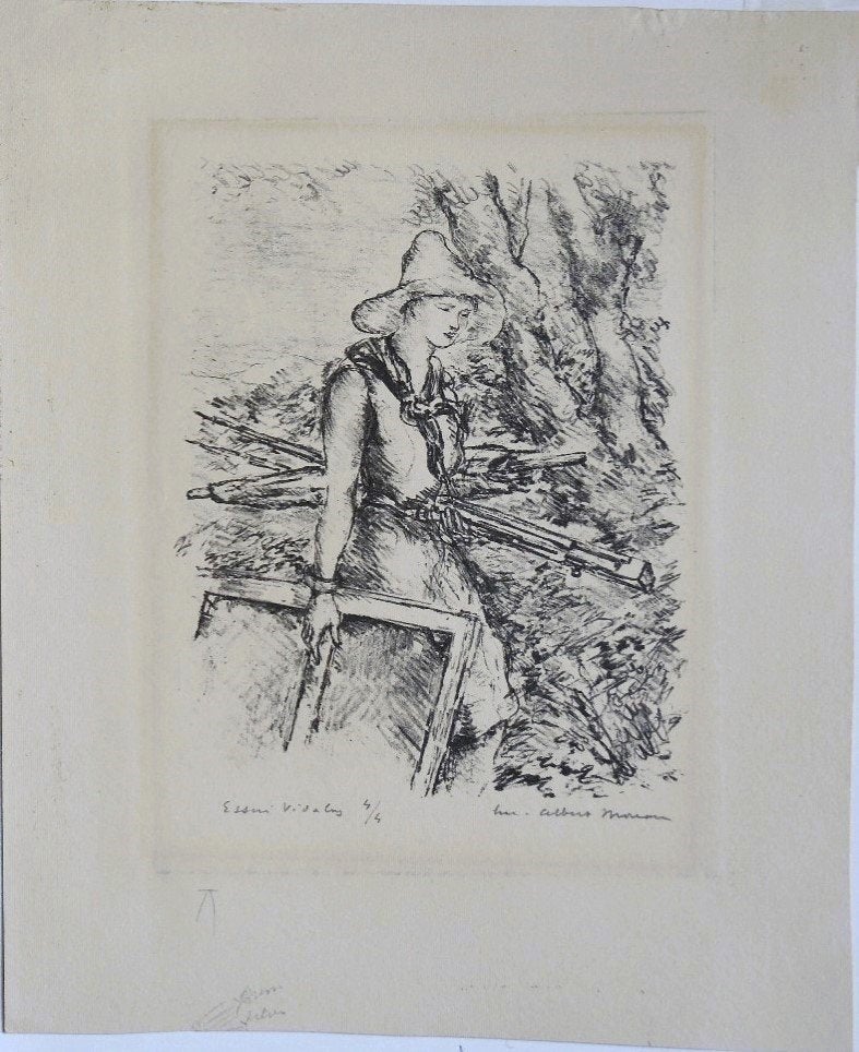 Luc-Albert Moreau litho "Essai Vidalny", genummerd 4/4, Genummerd, Ophalen, Portret en Figuren, Lithografie