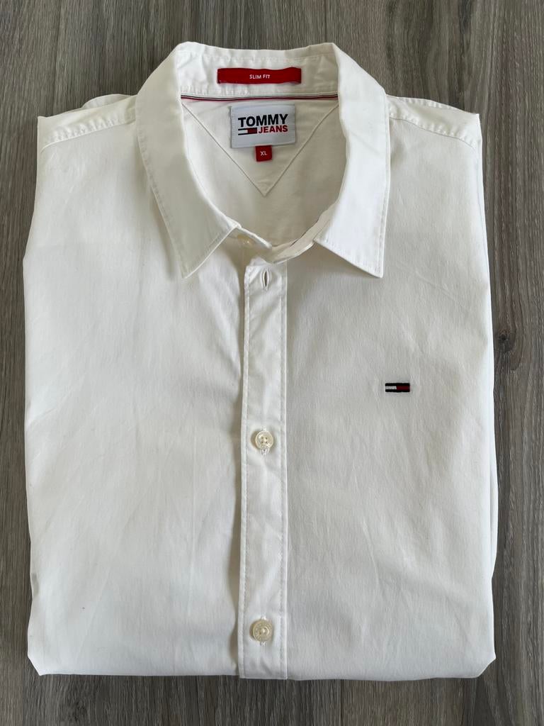 Wit hemd - Tommy Jeans (maat XL), Enlèvement, Porté, Blanc, Tour de cou 43/44 (XL)