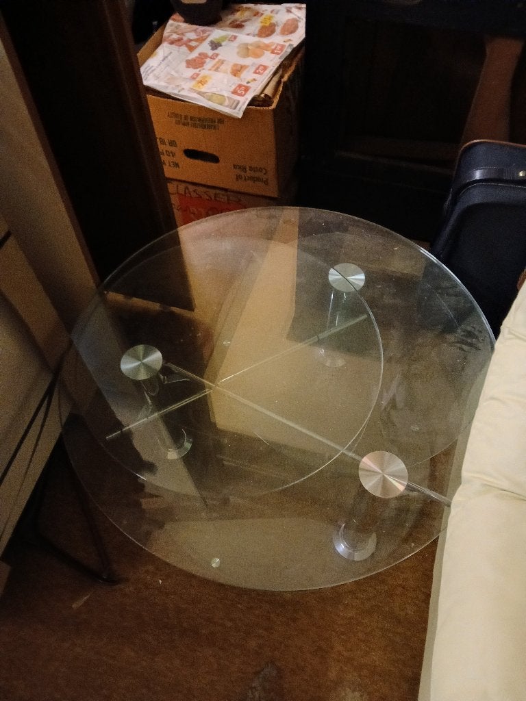 Table basse ronde en verre trempé, Maison & Meubles, Rond, Comme neuf, Verre, Enlèvement