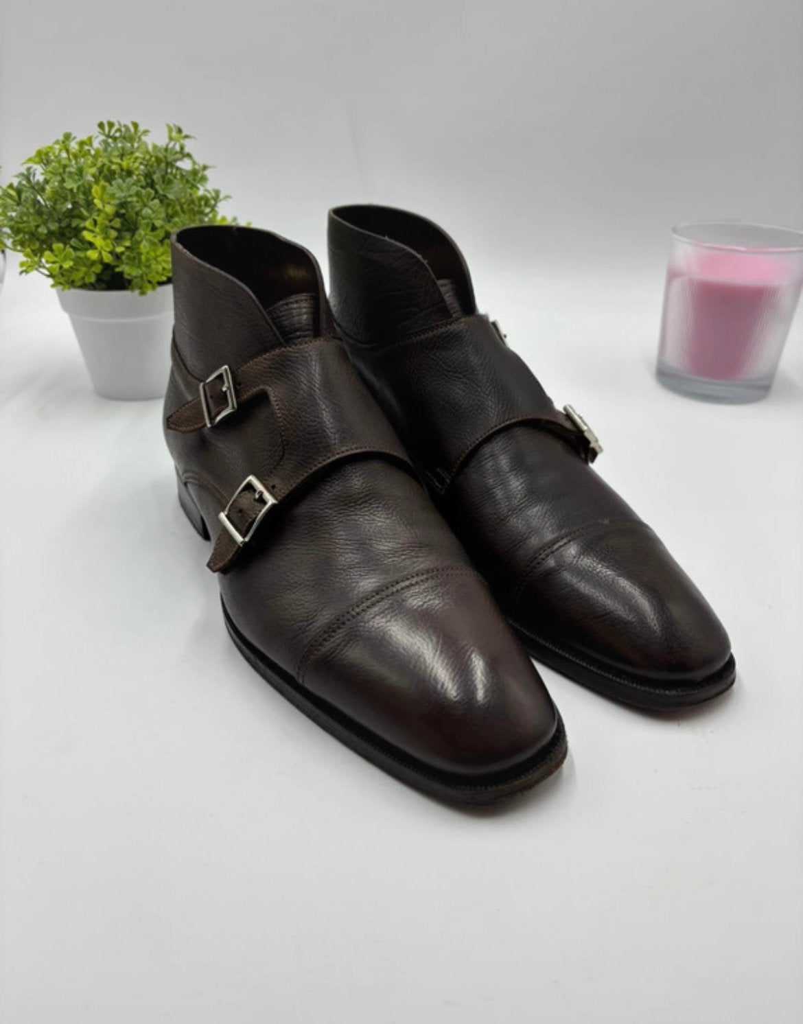 Santoni double monk boot 41.5, Ophalen, Zo goed als nieuw, Bruin