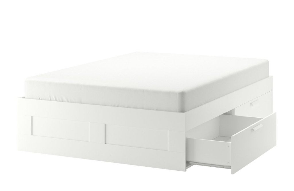 Lit avec rangements Brimnes IKea blanc 160X200cm bon état, Maison & Meubles, Enlèvement, Utilisé, 200 cm, Blanc
