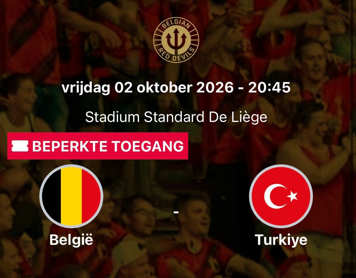 Tickets België - Turkije Nations League A, Tickets en Kaartjes