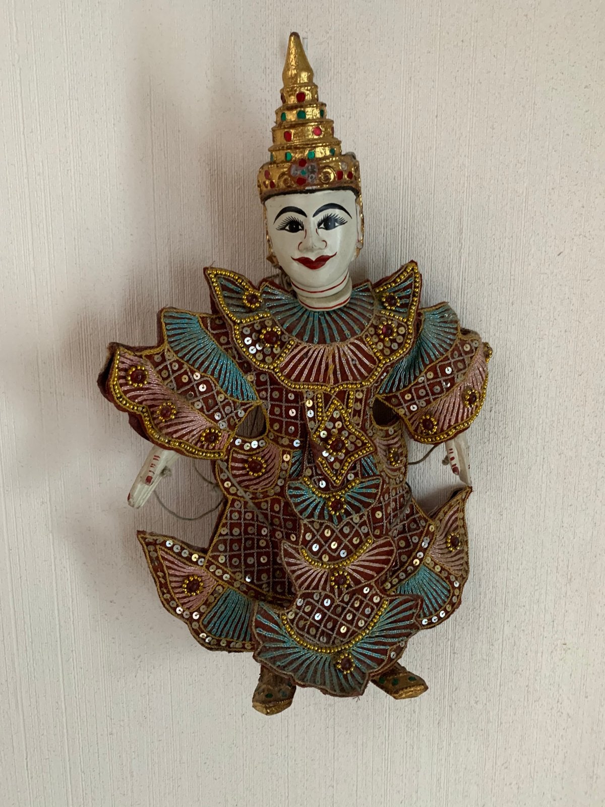 Traditionele handgemaakte Aziatische (Thailand) marionet/pop, Antiek en Kunst, Kunst | Niet-Westerse kunst, Ophalen, Pop, Handgemaakt