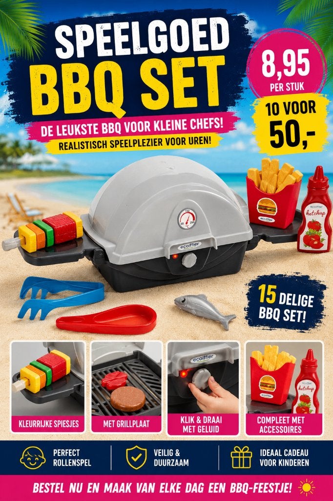 Speelgoed BBQ / barbecue set – Écoiffier – 15-delig, Ophalen of Verzenden, Nieuw