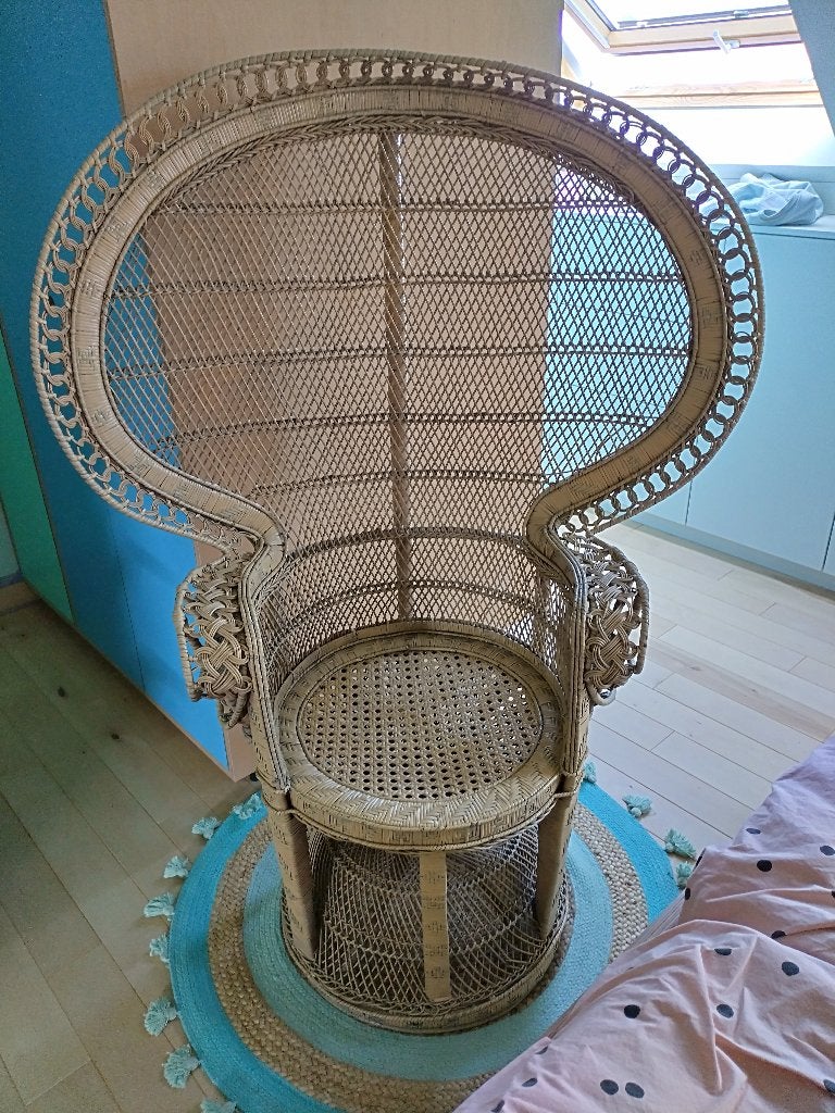 vintage emmanuelle stoel pauwenstoel, Antiquités & Art, Antiquités | Meubles | Chaises & Canapés, Enlèvement