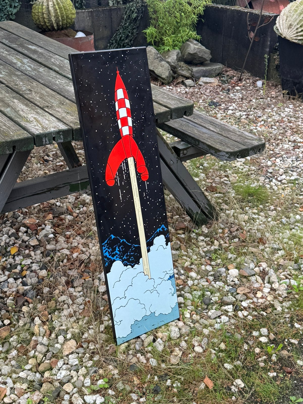 Panneau publicitaire en émail Tintin Rocket to the Moon, Tintin, Enlèvement ou Envoi, ., Comme neuf
