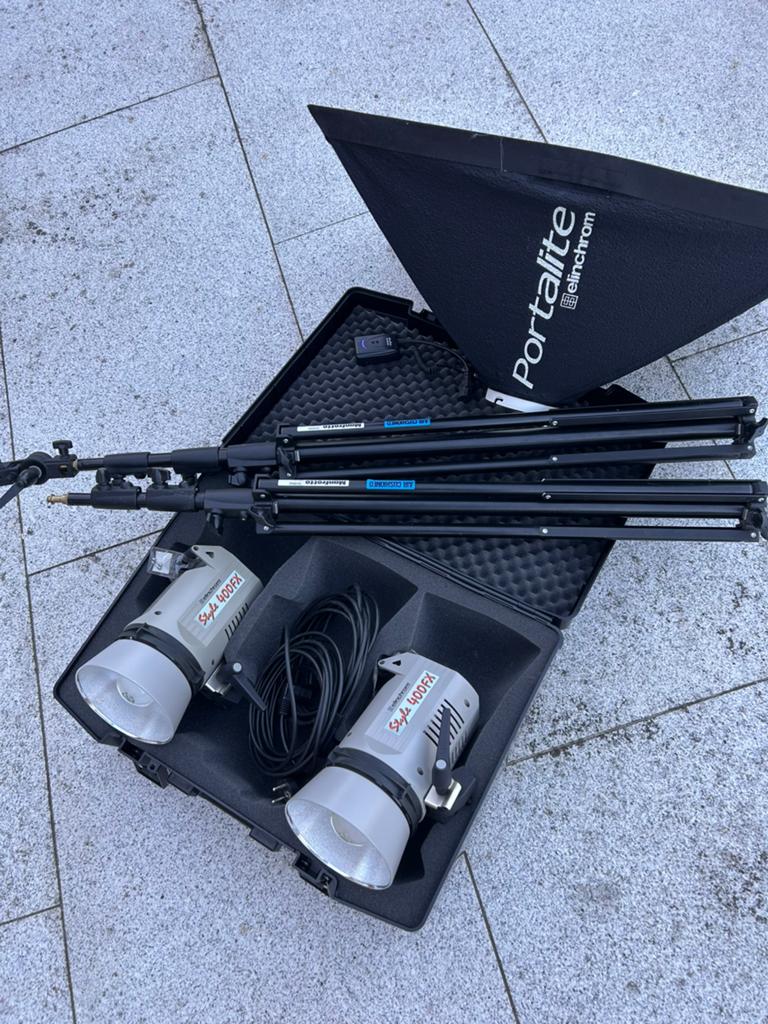 Elinchrom set Style 400 FX & Manfrotto set & softbox, Ophalen, Zo goed als nieuw