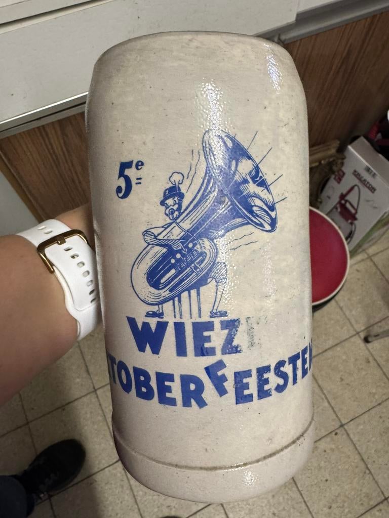 1L bierpot Wieze 5de Oktoberfeesten 1960 Brouwerij Van Roy, Collections, Enlèvement ou Envoi, Utilisé