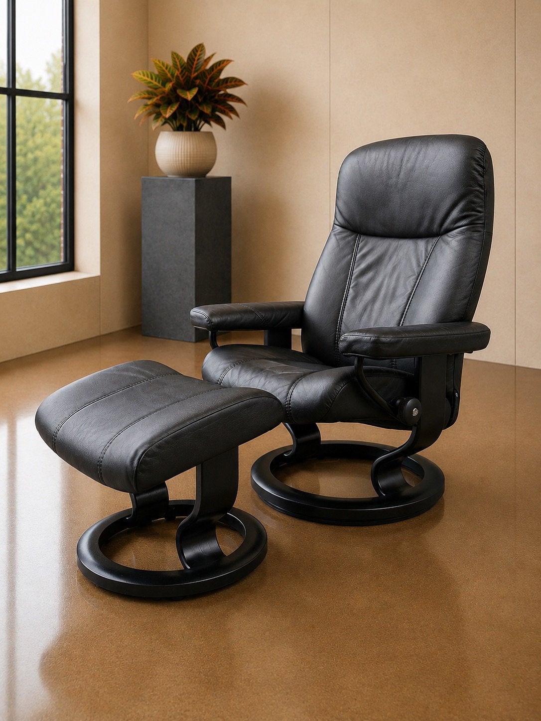 Magnifique fauteuil inclinable et tabouret Stressless, Enlèvement ou Envoi, Comme neuf, Cuir