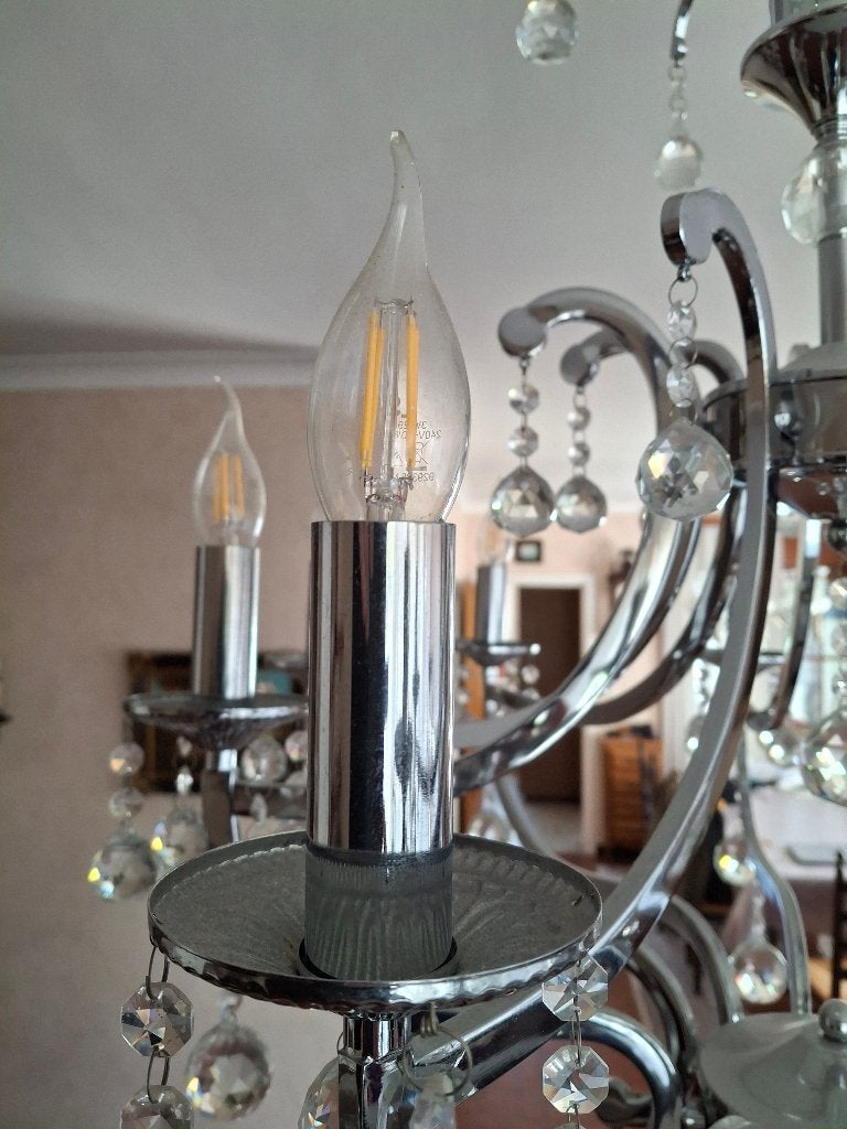 moderne energiezuinige kroonluchter, Ophalen, E14 (klein), Zo goed als nieuw, Metaal