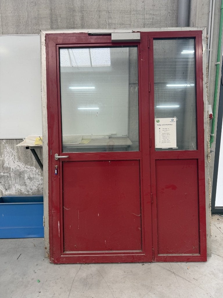 Deur - rood - aluminium, Ophalen, Kunststof, Gebruikt, Buitendeur