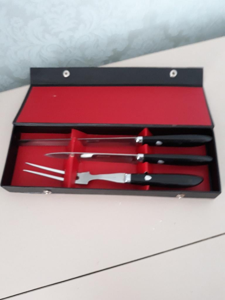 Vintage trancheerset voorsnijset 3 stuks in mooie doos NIEUW, Huis en Inrichting, Keuken | Bestek, Ophalen, Nieuw, Inox of Chroom