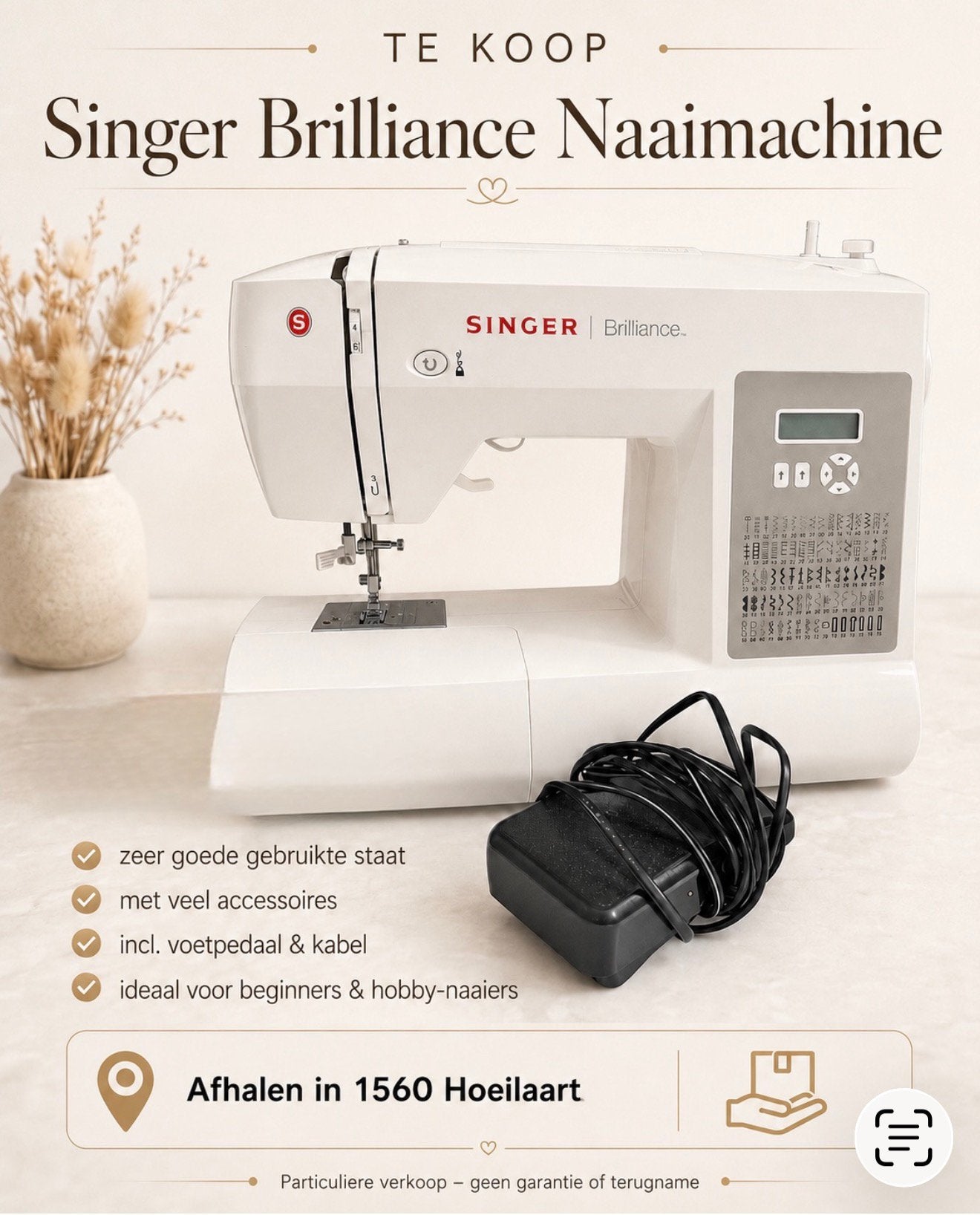 Machine à coudre Singer Brilliance en très bon état d'usage, Hobby & Loisirs créatifs, Machines à coudre & Accessoires, Enlèvement