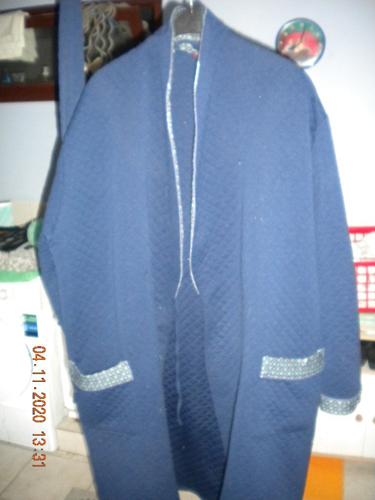 Blauwe kamerjas (retro) (XL), Antiquités & Art, Antiquités | Vêtements et Textile, Enlèvement, Hommes