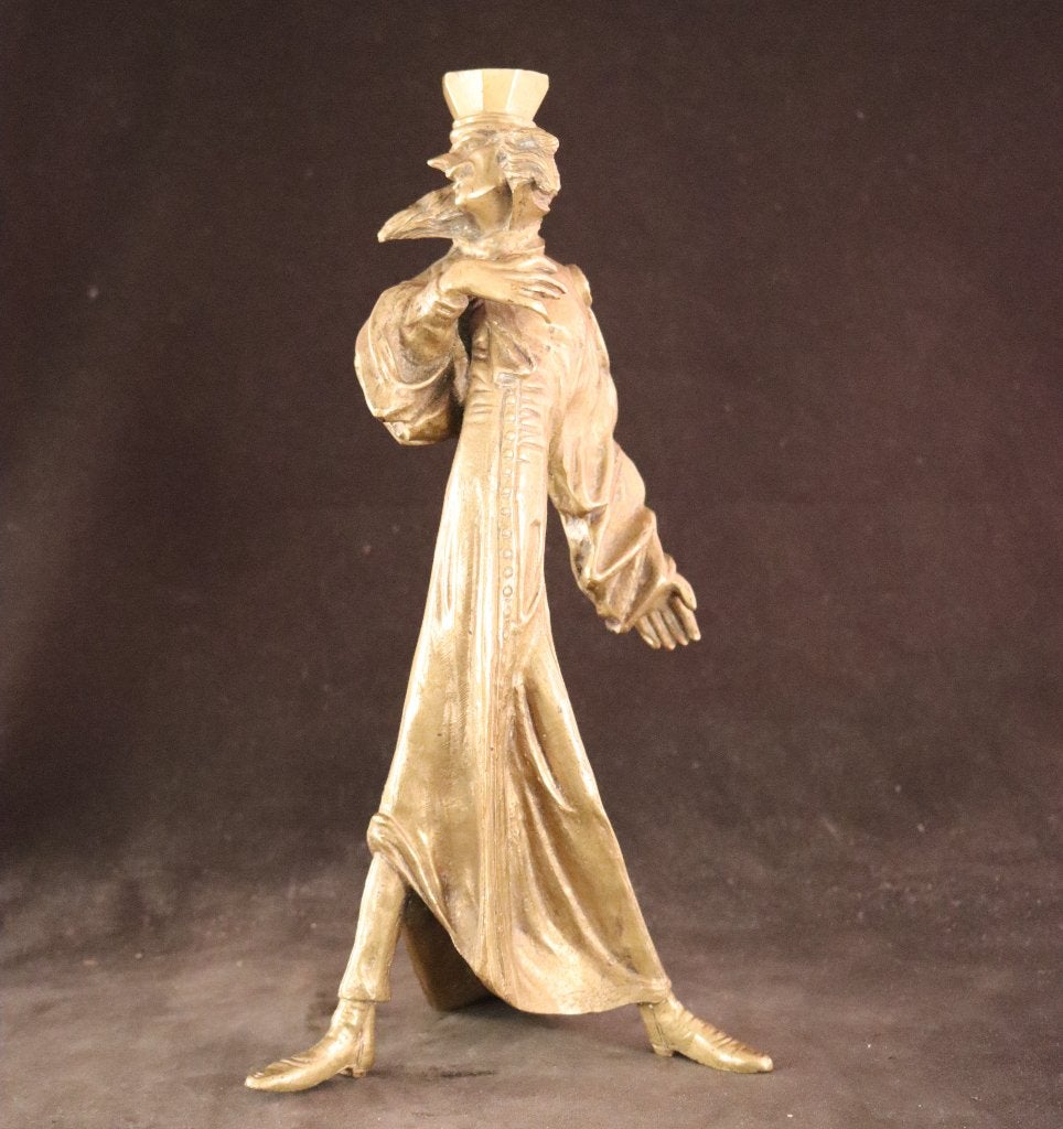 Grand bougeoir en bronze antique, Enlèvement ou Envoi