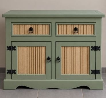 Meuble relooké vert sauge & effet bois, Enlèvement, Comme neuf