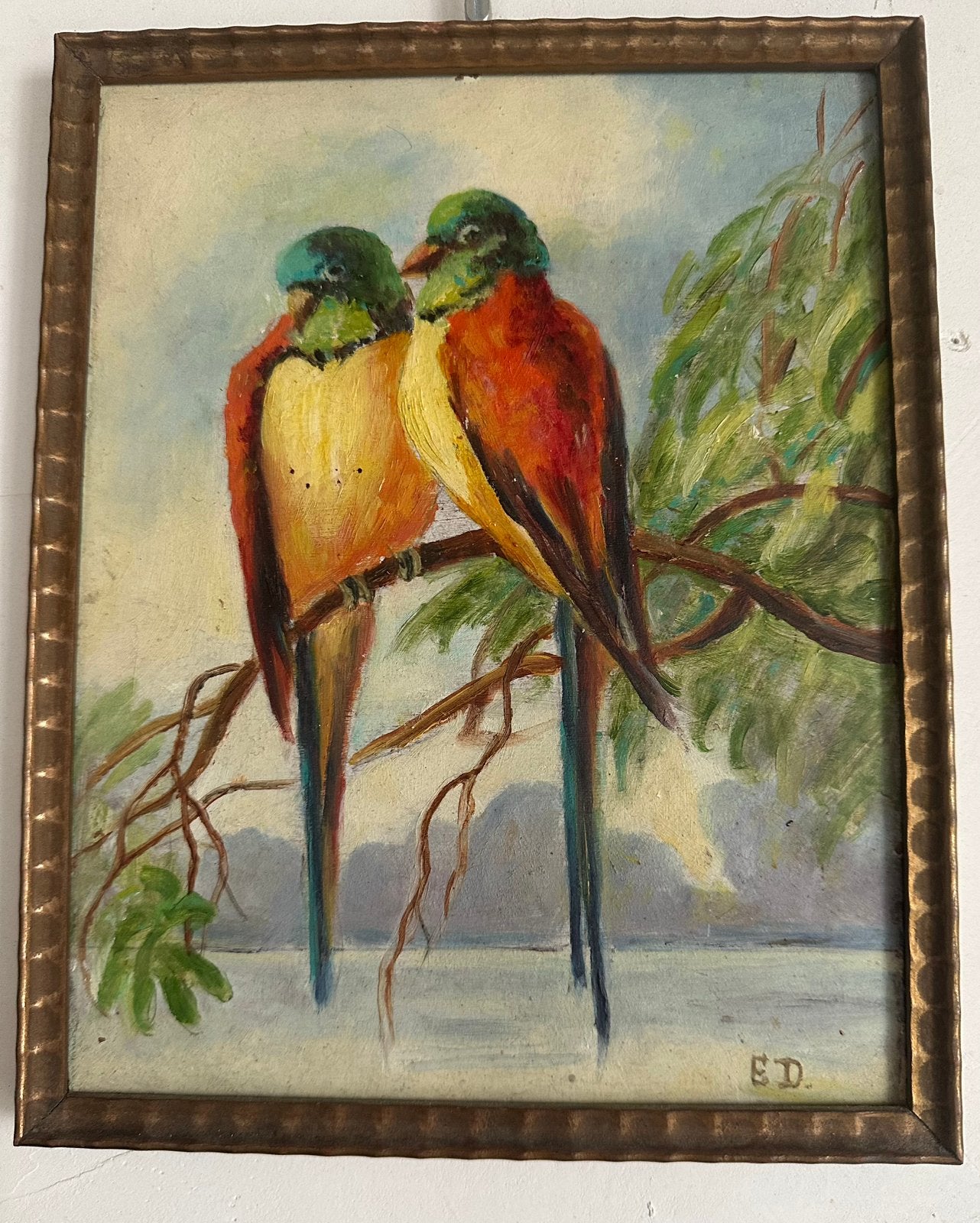 Peinture sur Bois signée, Antiquités & Art, Art | Peinture | Moderne, Enlèvement ou Envoi