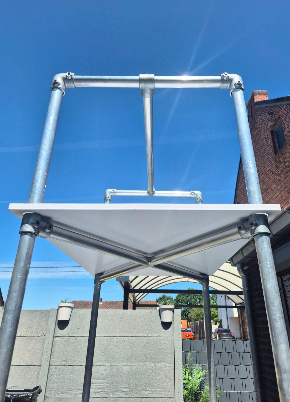 Opbergrek aluminium steigerbuis met 2 leggers., Ophalen, Zo goed als nieuw, Overige typen, 2 tot 5 meter