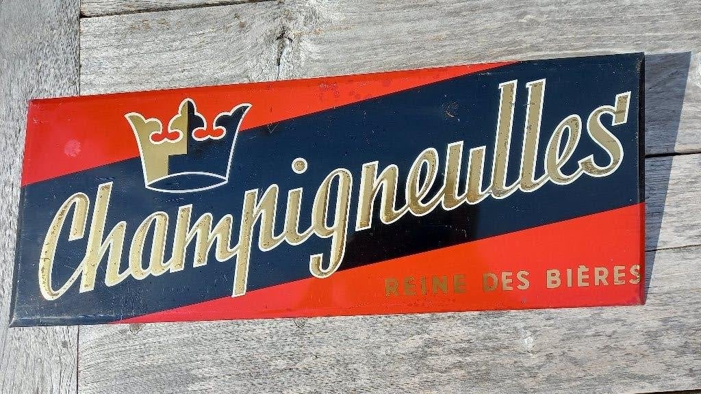 enseigne publicitaire en métal Bière Champigneulles, Collections, Enlèvement ou Envoi, Comme neuf, Panneau publicitaire