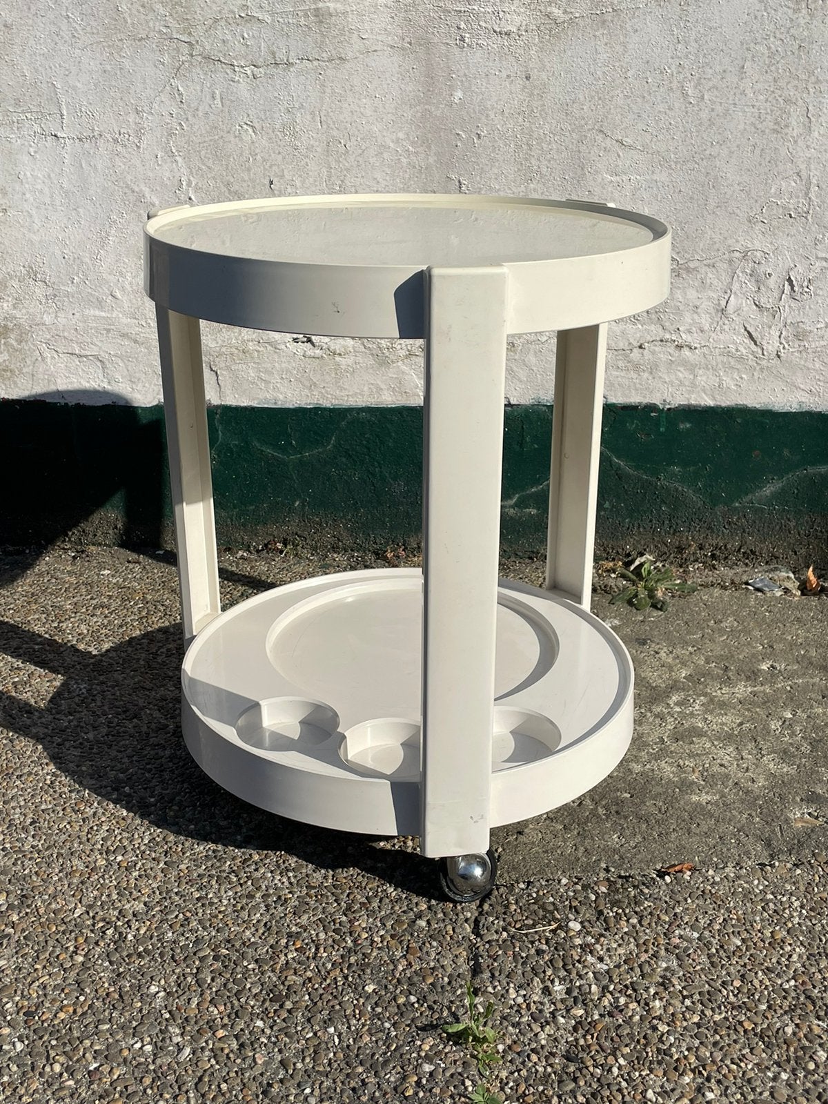 Witte Space Age Trolley Barkast Bijzettafel Kastilia, Ophalen, Zo goed als nieuw