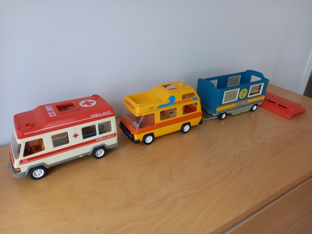 playmobil - ambulance, camper en pipowagen (jaren '80), Enlèvement, Utilisé, Pièces détachées, Véhicule
