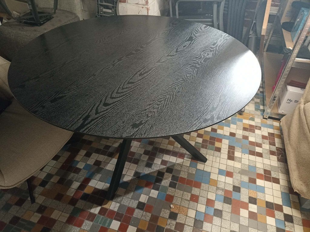 Tafel, Huis en Inrichting, Ophalen, 100 tot 150 cm, Rond, Zo goed als nieuw