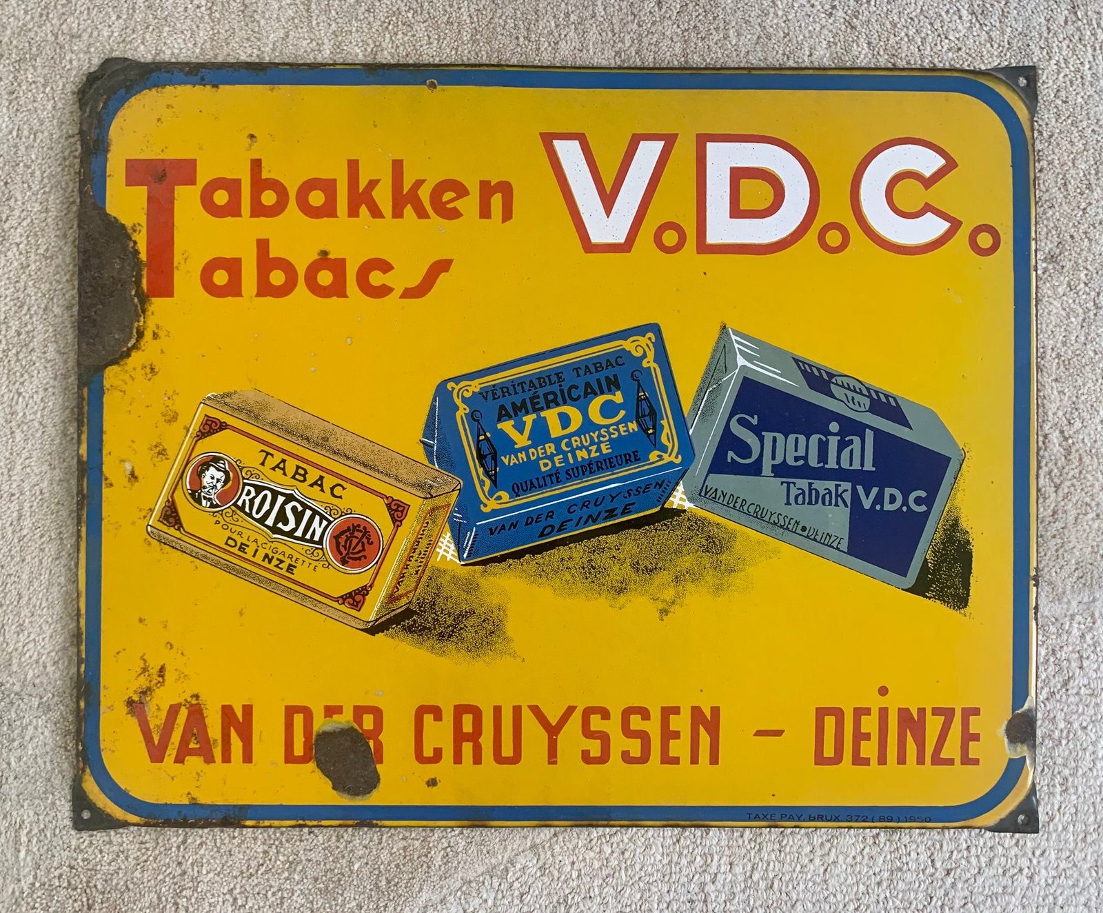 Emaille bord VDC Tabak, Verzamelen, Merken en Reclamevoorwerpen, Ophalen of Verzenden, Gebruikt, Reclamebord