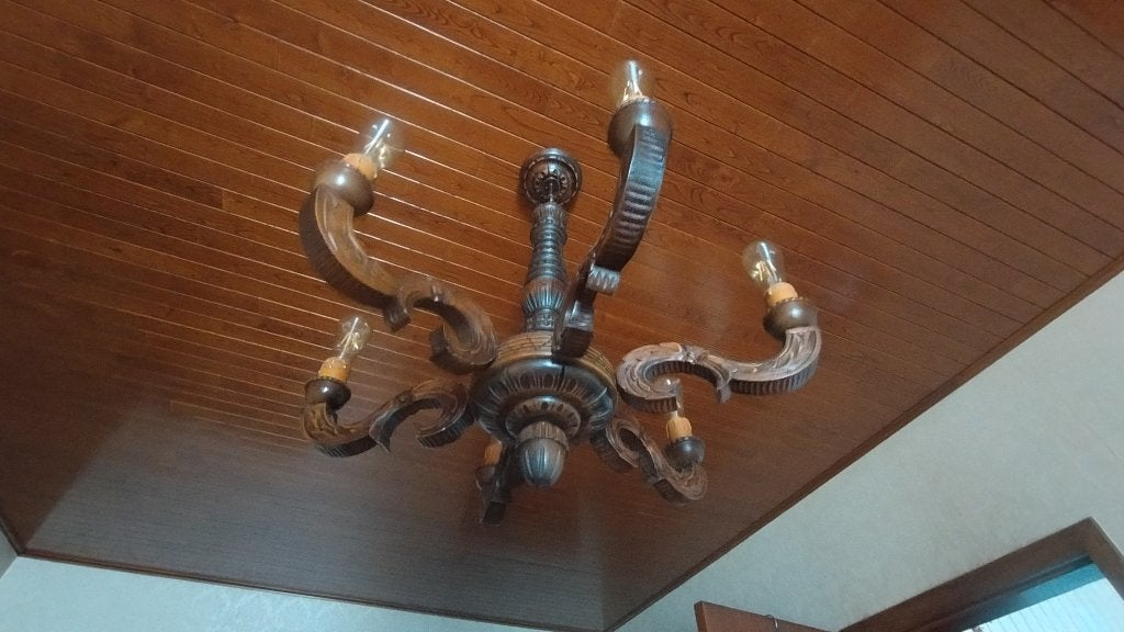 Grand lustre en bois, Enlèvement, Rétro vintage, Bois, E27 (grand)