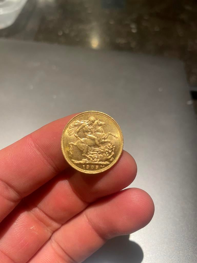 1905 Gold Sovereign Edward VII – Echt goud – Britse munt, Postzegels en Munten, Ophalen of Verzenden, Goud