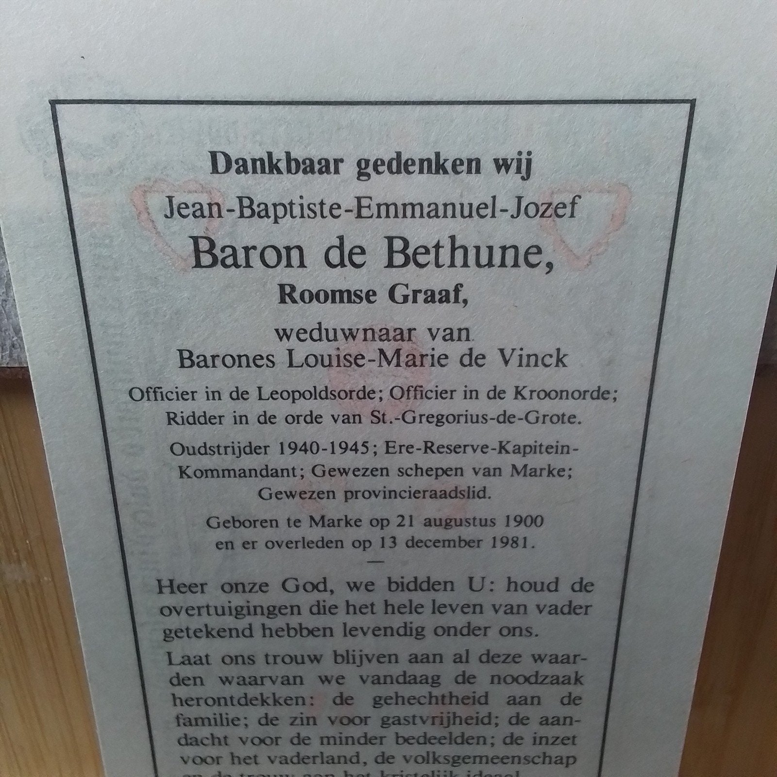 adel, Verzamelen, Bidprentjes en Rouwkaarten, Verzenden, Bidprentje