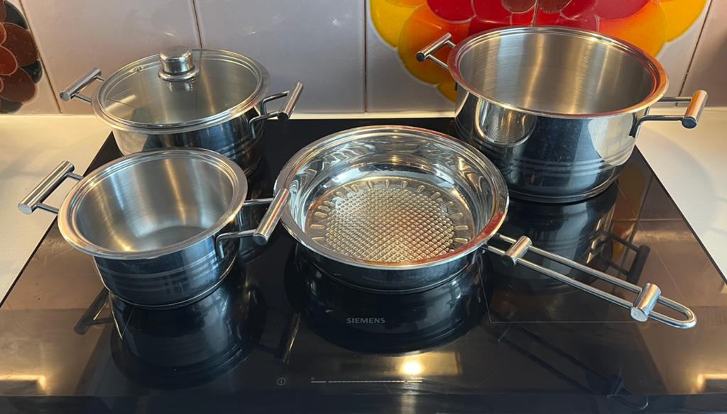 Kookpotten, Huis en Inrichting, Ophalen, Gebruikt, Inox, Pannenset