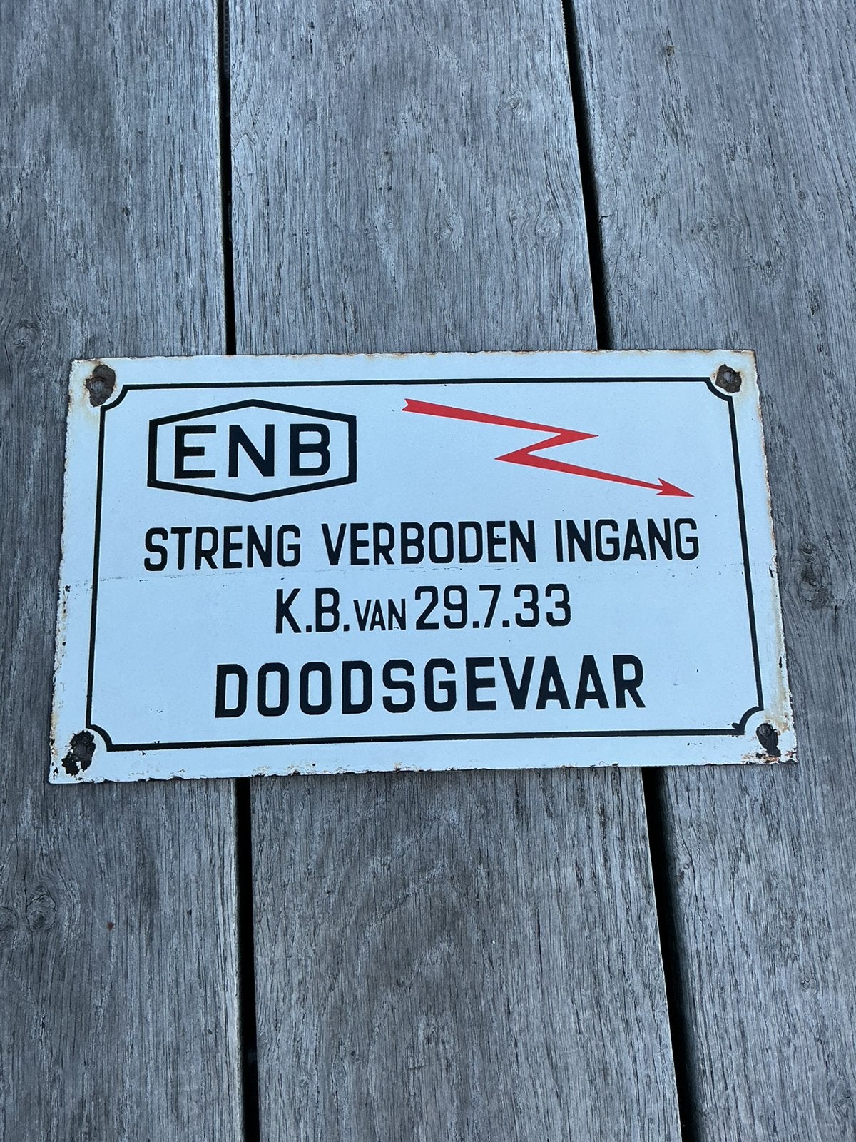 Emaille bord doodsgevaar, Huis en Inrichting, Woonaccessoires | Tekstborden en Spreuken, Ophalen of Verzenden, Zo goed als nieuw