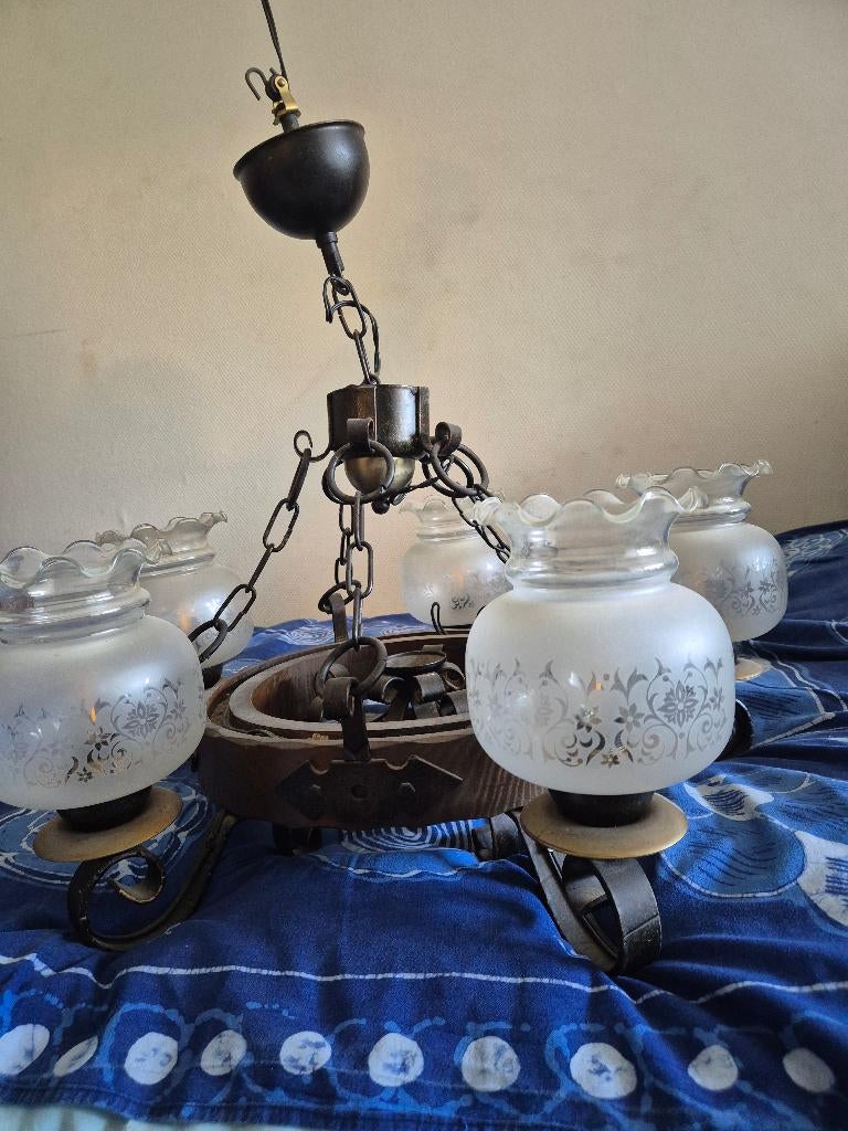 Rustieke luster, Ophalen, Zo goed als nieuw, Glas, Rustiek