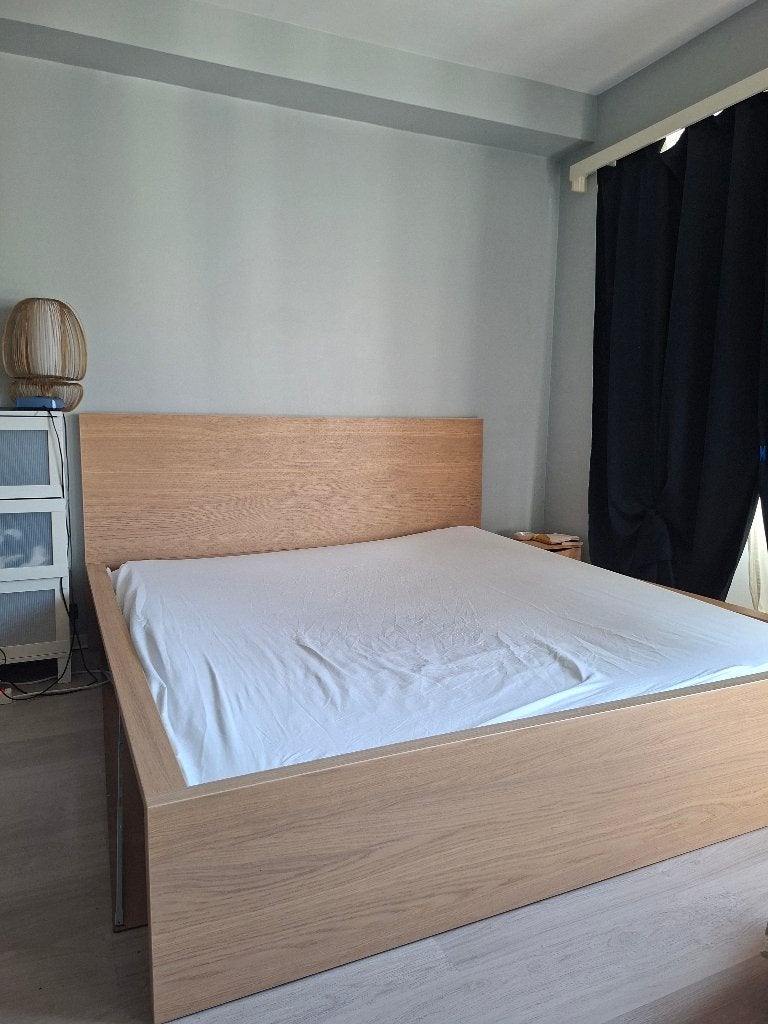 Lit King size Ikea MALM (+ matelas en option), Beige, Enlèvement, Utilisé, 180 cm