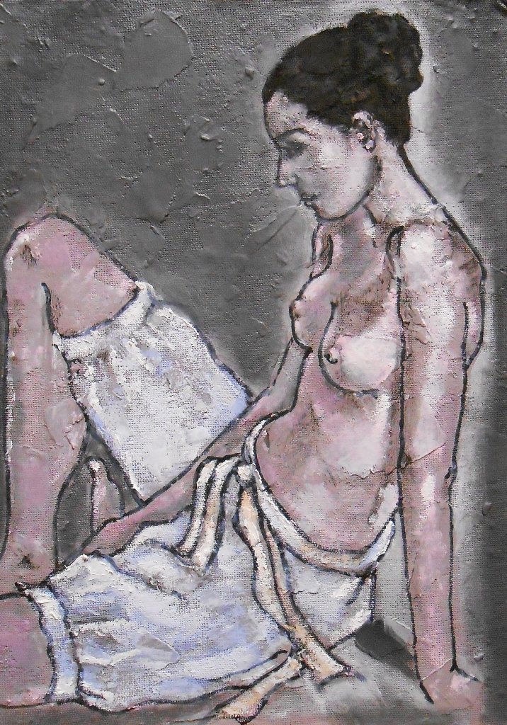 « Ballerine », Textile, Peinture à l'huile, Portrait, Passe-partout