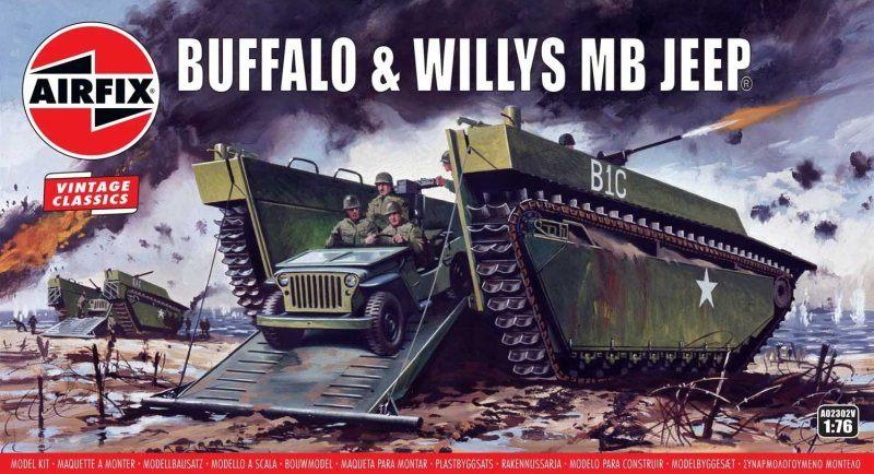 AIRFIX 02302V BUFFALO & WILLYS MB JEEP échelle 1/76, Hobby en Vrije tijd, Nieuw, Ophalen of Verzenden, Airfix, Tank