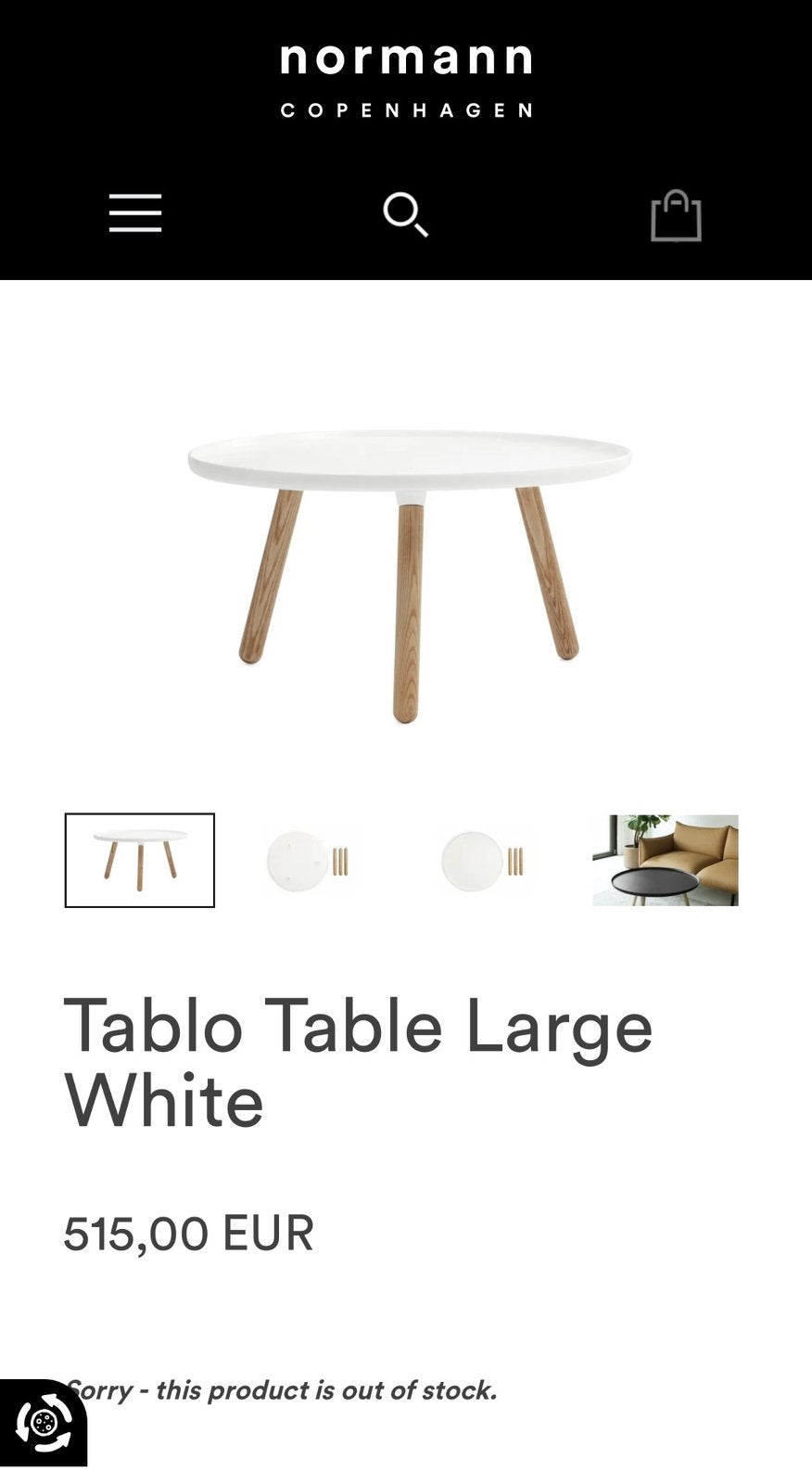 Koffietafel Normann Copenhagen, Huis en Inrichting, Ophalen, Zo goed als nieuw, Rond, Scandinavisch design