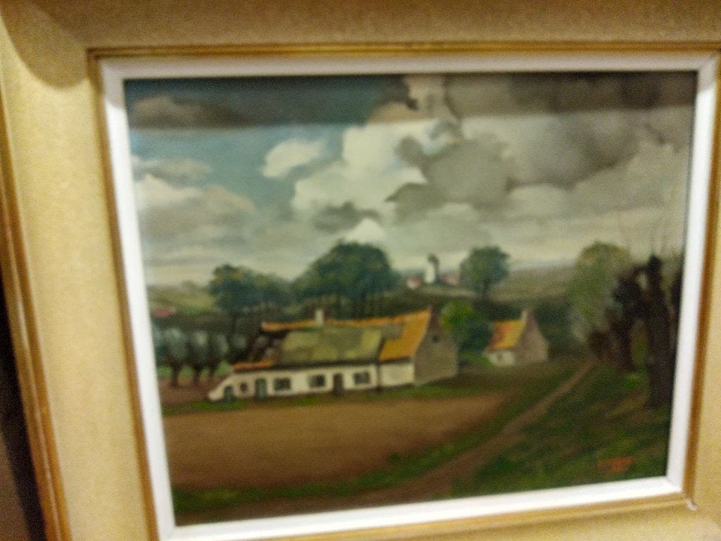 SCHILDERIJ., Ophalen, Gouache, Handgeschilderd, Doek