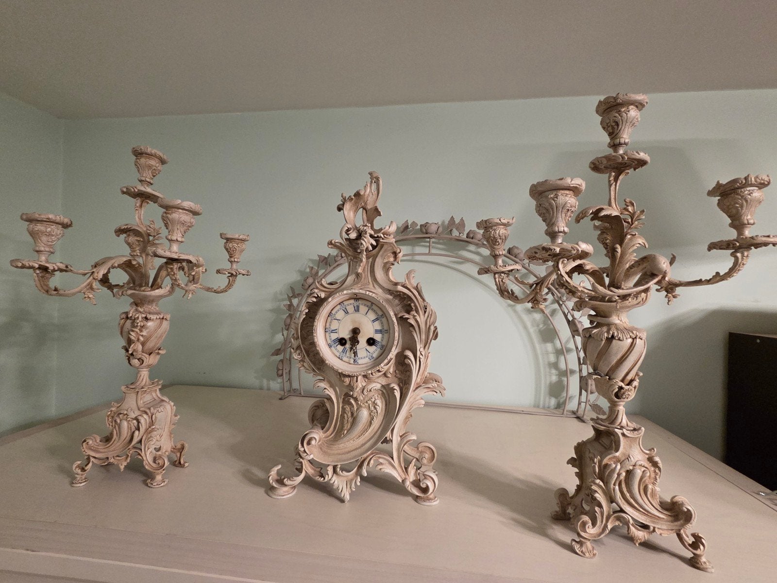klok en 2 kandelaars, Antiek en Kunst, Ophalen, Glas