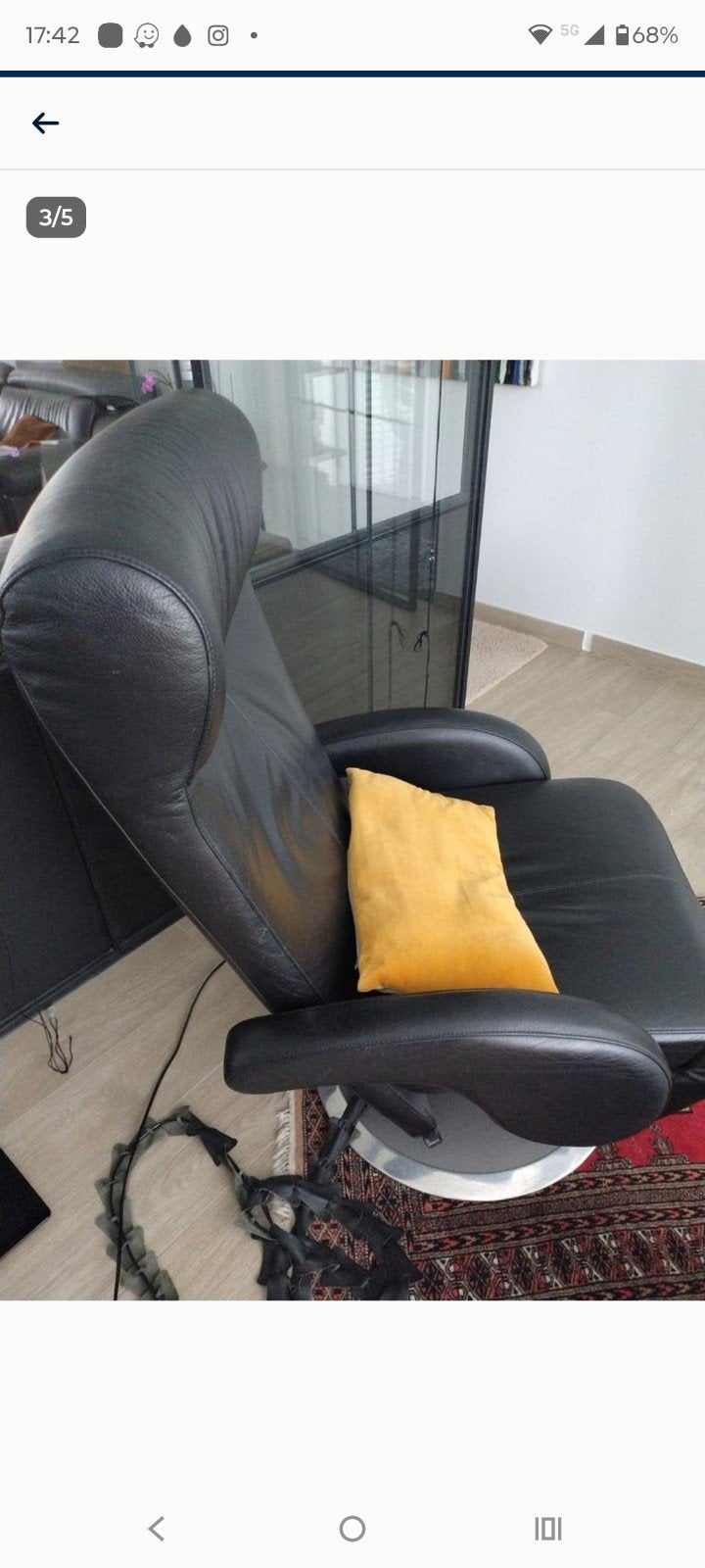 Zwart Leder relax LEOLUX electrisch verstelbaar., Enlèvement