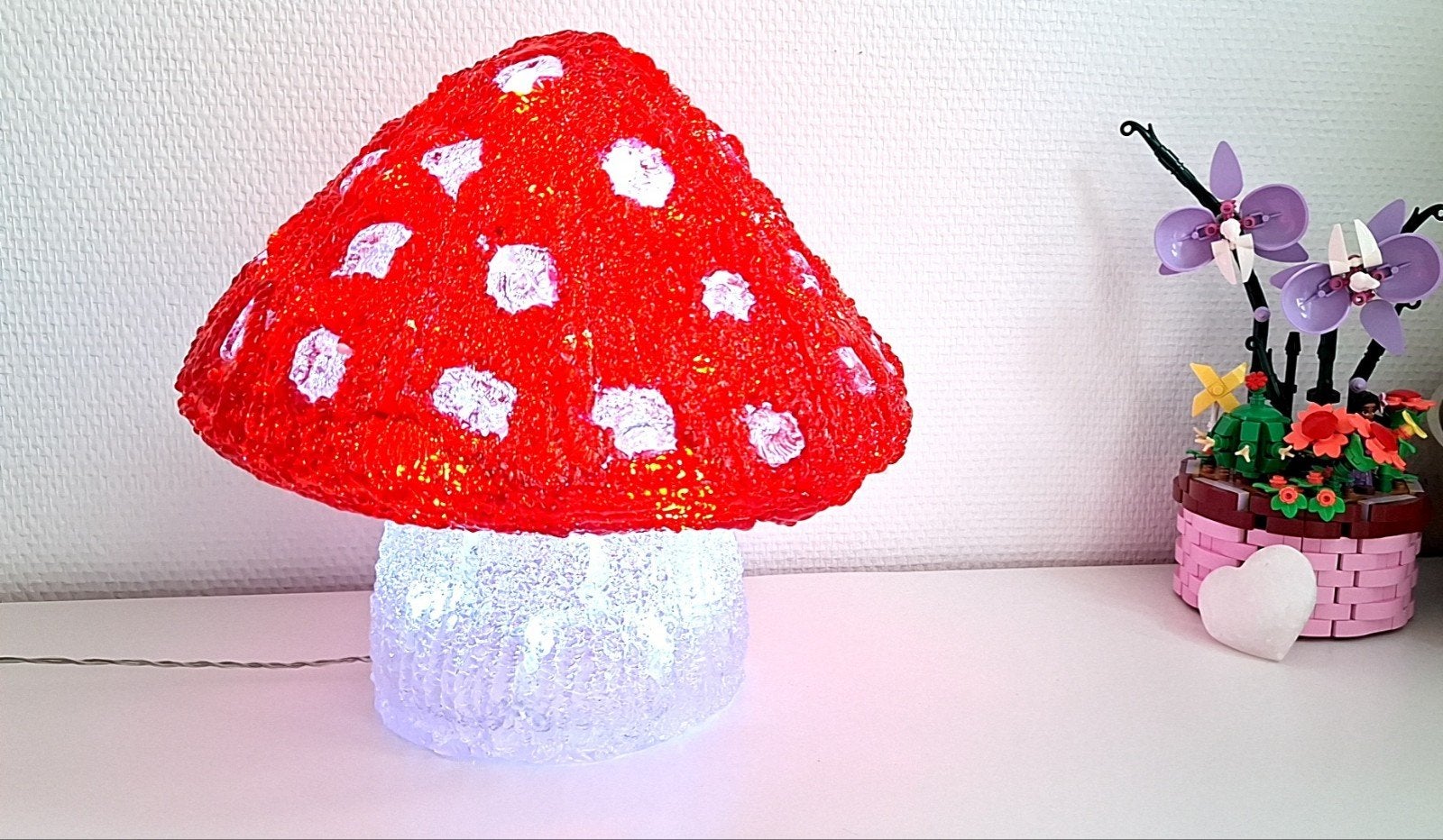 Lampe champignon lumineuse, Rouge, Enlèvement ou Envoi, Comme neuf, Plastique