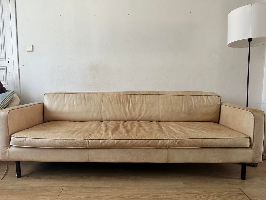 Lederen zetel gordon furnified, Huis en Inrichting, Ophalen, Gebruikt, Driepersoons, Rechte bank