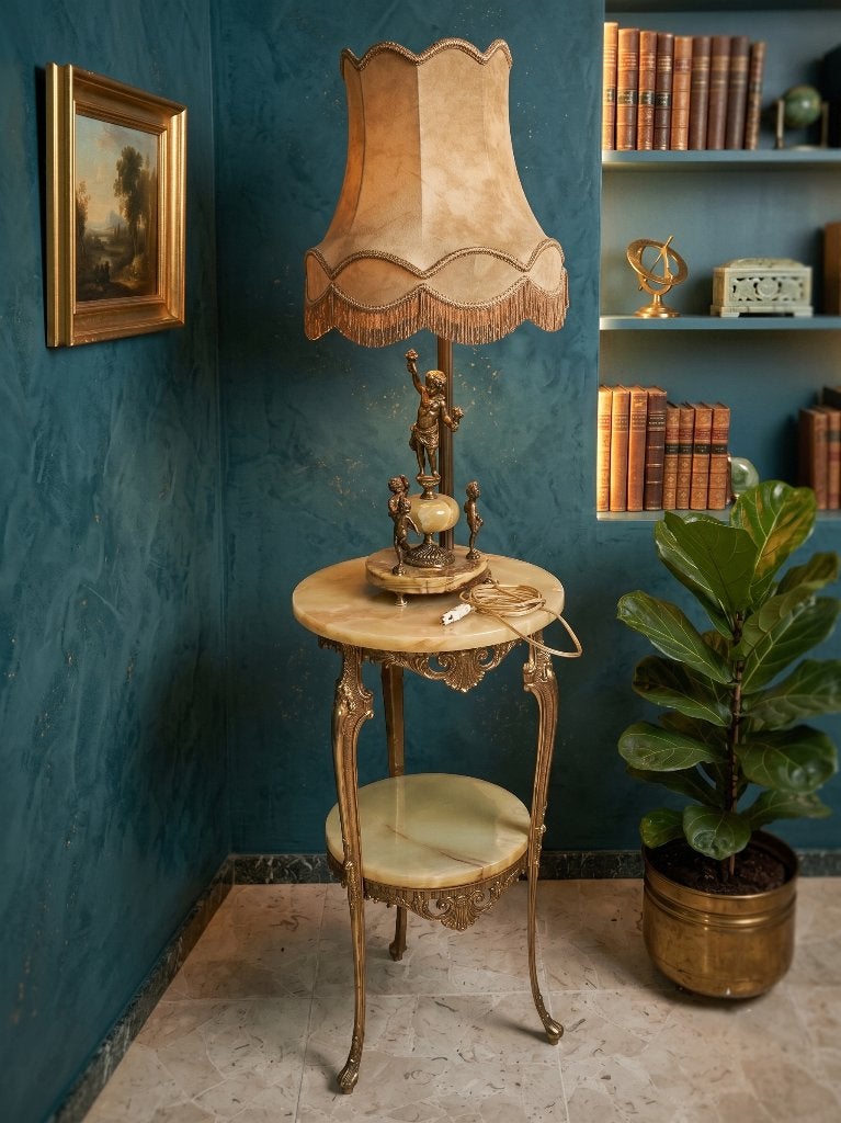 Elegante Louis XV-stijl piëdestal met lamp, Ophalen