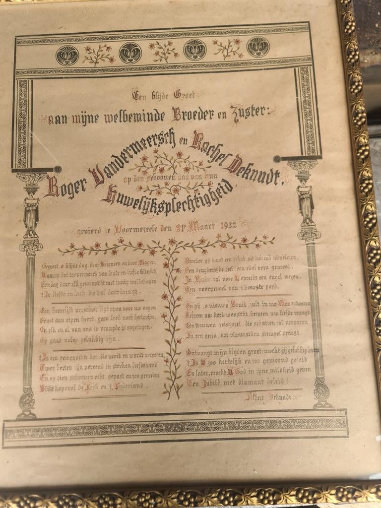 Huwelijksplechtigheid Vandermeersch x Deknudt, Ophalen of Verzenden