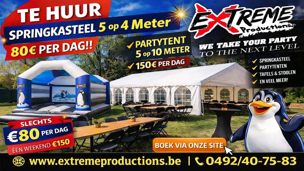 Springkasteel te huur Afmetingen 4 x 5m, Envoi, Neuf