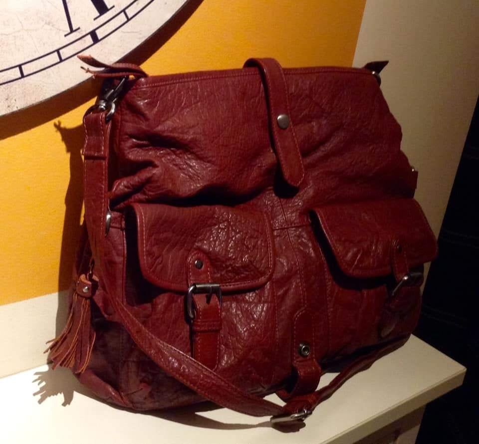 Sac à bandoulière DR Amsterdam en cuir bordeaux, Enlèvement ou Envoi, Comme neuf, Cuir